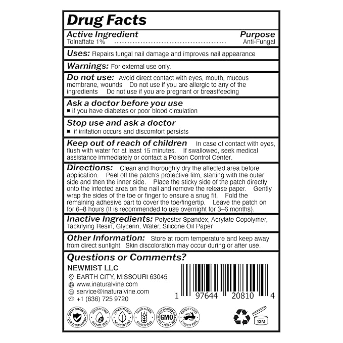 Toenail Fungus Treatment Extra Strength: Nail Fungus Treatment Patches for Toenail and Fingernails - 8-Hour Nighttime Renewal with 1% Tolnaftate - 32 Patches