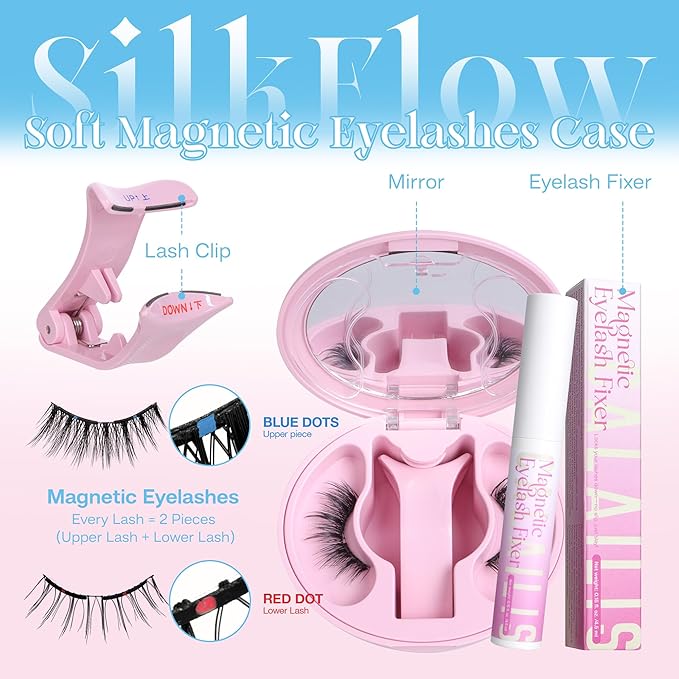 CALAILIS Magnetic Eyelashes with Applicator Upgrade Soft Magnetic Lashes Natural Look Reusable No Glue or Eyeliner Needed Easy to Wear and Remove (AN15)
