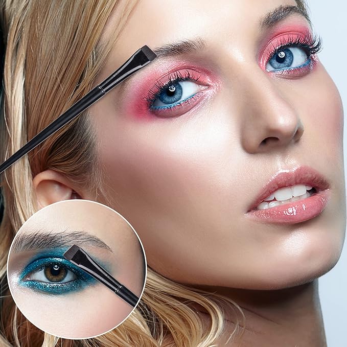16 Pcs Eyeliner Brush Eyebrow Tint Brushes Brow Brushes Set Flat Tapered Eyebrow Concealer Ultra Thin Christmas Makeup Brush Fine Angled Slanted Eye Shadow Applicator Sticks Brushes