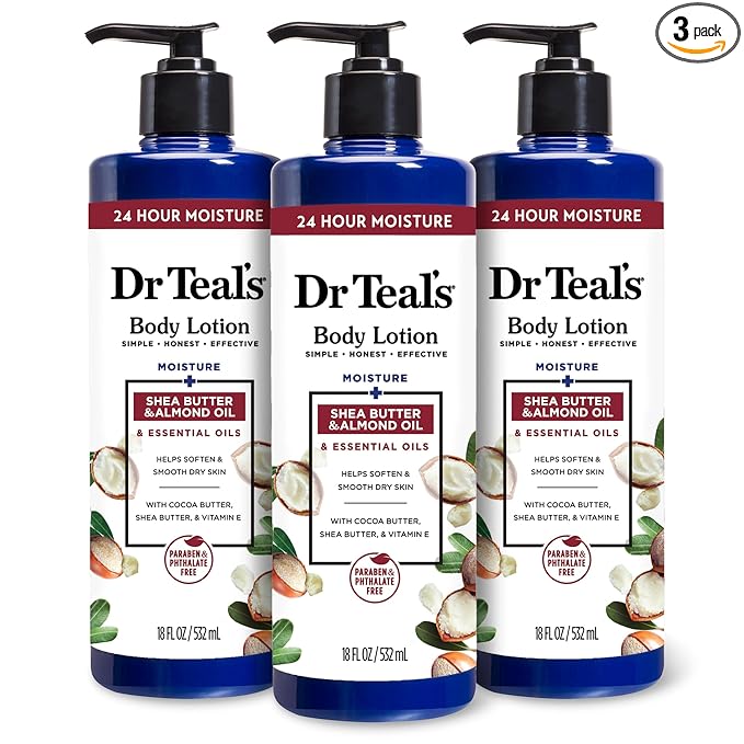Dr Teal's Body Lotion, Shea Butter & Almond, 18 fl oz (Pack of 3)
