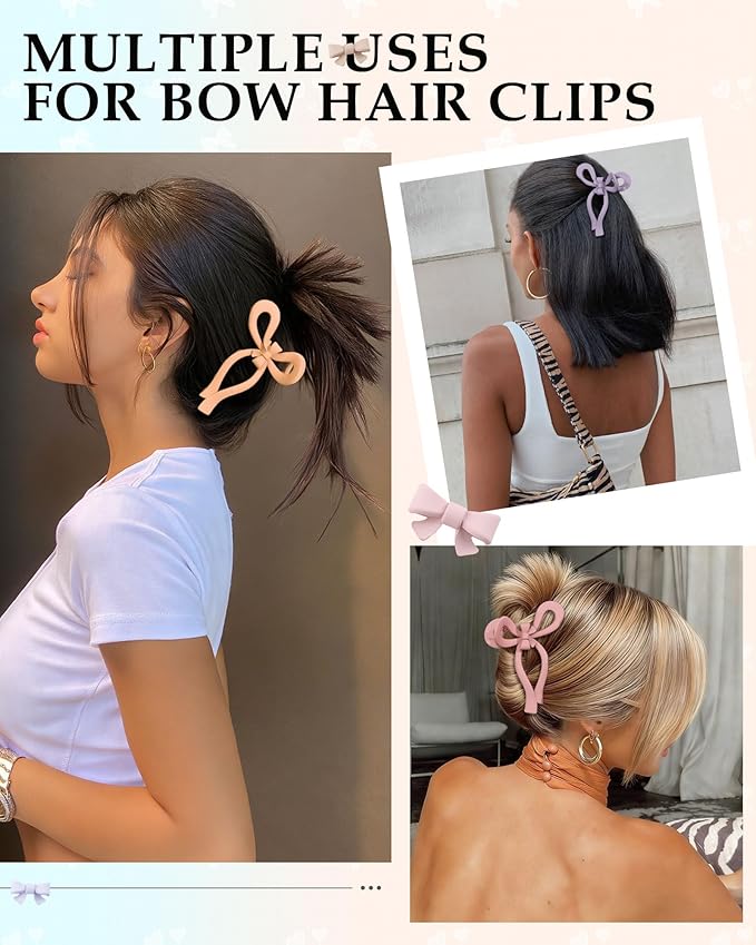 4 PCS Bow Hair Clips for Women Bow Claw Clip 5" Extra Large Hair Claw Clips for Thick and Long Hair Cute Bows Big Clip Mother’s Day Gift for Mom