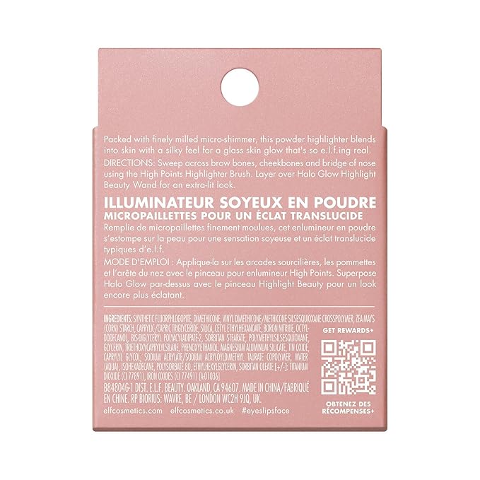 e.l.f. Halo Glow Silky Powder Highlighter, Long-Lasting Luminous Face Finish, Cake-Resistant With Micro-Shimmer, Vegan & Cruelty-Free, Blush Money