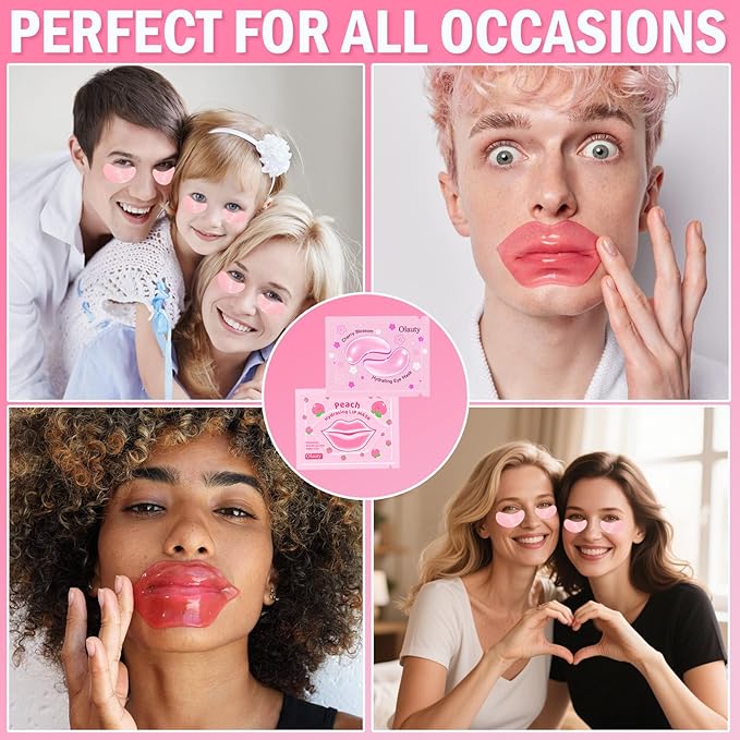 Sulily 30 Pairs Lip Mask & Under Eye Patches, Pink Collagen Eye Mask Pads, Lip Mask Skincare, Birthday Gifts, Bridesmaid Gifts, Bridal Shower Gifts, Spa Gifts for Women, Bulk Gifts, Party Favors