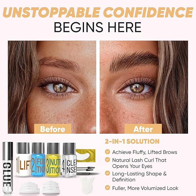 Elevate the Beauty Lash and Eyebrow Lamination Kit | Brow and Lash Lamination Kit | 2-in-1 Professional Brow Lamination Kit for DIY & Salon Use | Fuller Brows & Lifted Lashes up to 8 Weeks
