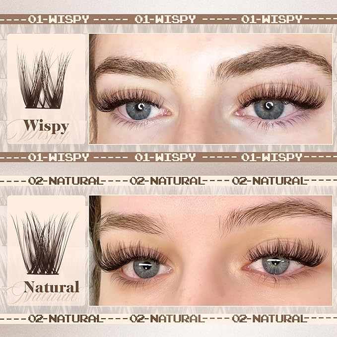 Brown Lash Clusters Natural Eyelash Clusters 4 Styles Wispy Cluster Lashes Individuals CC-Curly Lashes Extensions Dark Brown Cluster Eyelash Extensions Value Pack (200Pcs, 10-16MM) by Mavphnee