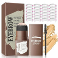 Eyebrow Stamp Stencil Kit - Eyebrow Powder and Eyebrow Stencils for Shaping with Eyebrow Brush, Long-Lasting Waterproof Brow Shaping Kit with 24 Reusable Thin & Thick Eyebrow Stencils (Blonde)