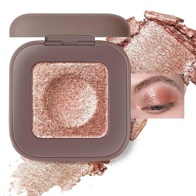 Noerrors Duochrome Champagne Pink Silver Glitter Eyeshadow Palette, Holographic Multichrome Rich Color Shimmer Metallic Eye Shadow, Color Shift Diamond Sparkle Eye Brightener Palette Fairy Makeup#01