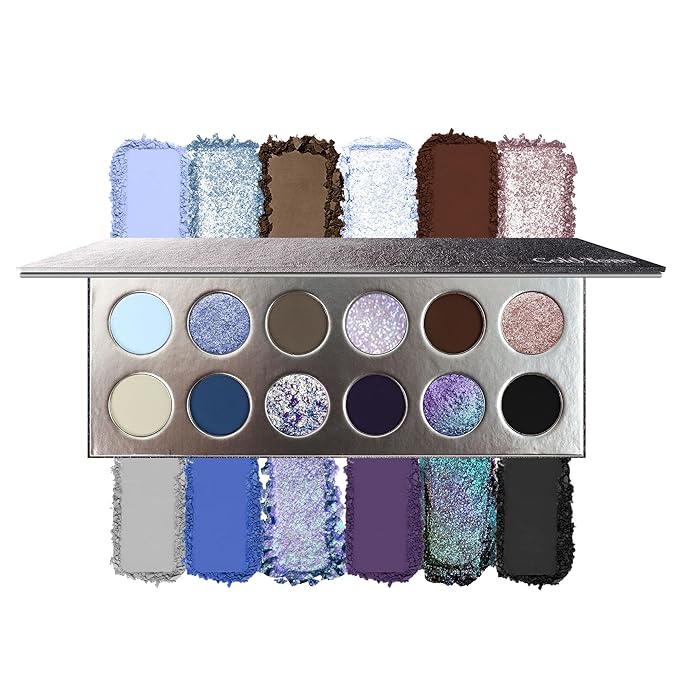 Professional Super Shiny 12 Color Eyeshadow Palette, Multichrome Chameleon Eyeshadow Makeup, Sparkle Duochrome & Matte Eye Shadow,Long Lasting,Easily Blendable,Highly Pigmented, Vegan