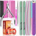 TsMADDTs Manicure Tools Kit Nail Care Kit with 3 pcs Files, 2 pcs Buffer Blocks, 2 Polishing Buffers, Cuticle Nipper, Pusher and Cuticle Oil