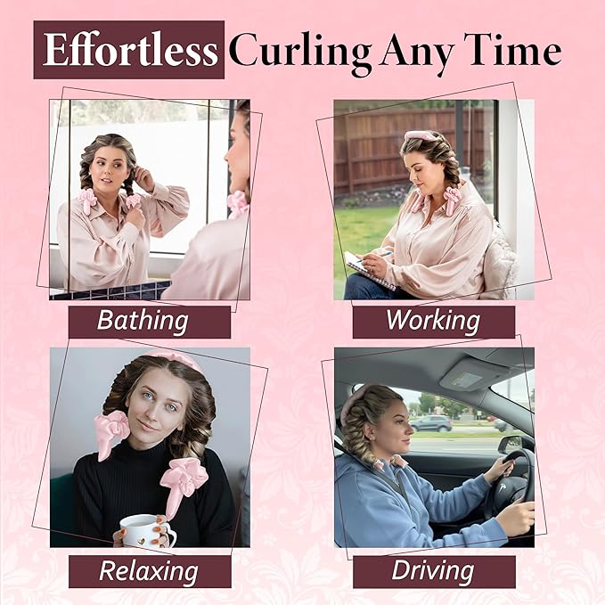 Satin Heatless Curling Set - Soft Curlers to Sleep In, Overnight Heatless Curls for Long Hair, Shoulder Length, Overnight Hair Curlers for Frizz-Free, No Heat Damage Styling, Gift for Teen Girl,Women