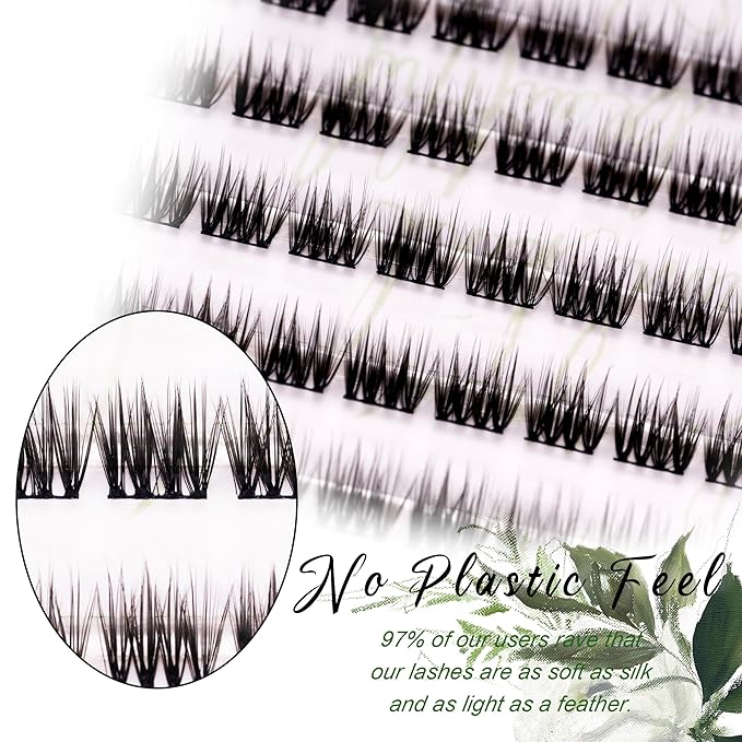 8mm C-Curl Lash Clusters, Natural Wispy Subtle Volume, Thin Flexible Band, Ideal for Puffy Eyes - Workdays, Daily Touch-Ups, Natural Style