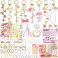 Wurosi 680 Pcs Keychain Making Kits, Pink DIY Bag Charm Kit, 78.74 Inch Chains, Key Chain Hooks, Jump Rings, Lobster Clasps, 225 Charms & Letter, Tools, Great for a Custom Gift, Party, or Family Activ