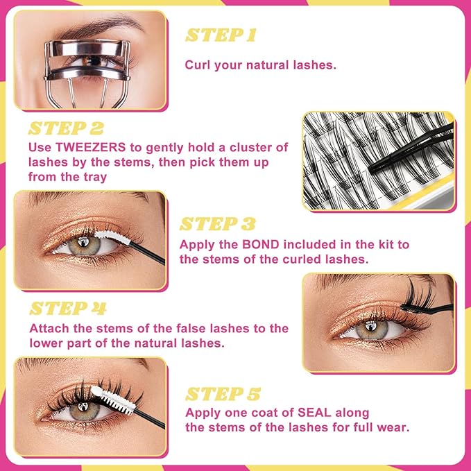 Wispy Lash Clusters 8-18mm Spike Eyelash Clusters D Curl DIY Lash Extension Spikes 0.03mm -Invisible Band Individual Manga Cluster Eyelashes, Freya