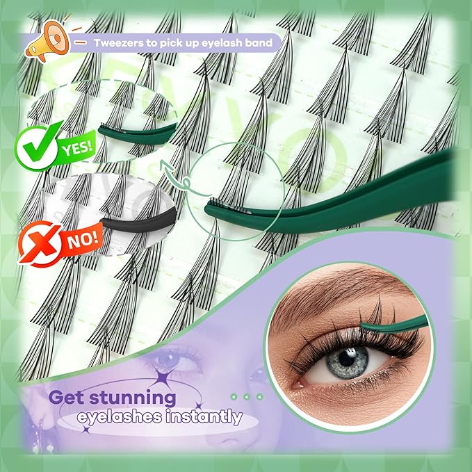 KEYYOU Customplay Lash Clusters Eyelash Extension C Curl 96Pcs Eyelash Extension Wispy Natural Invisible Band Lash with Waterproof DIY Lash Extension at Home(Customplay-C-10-18MIX)