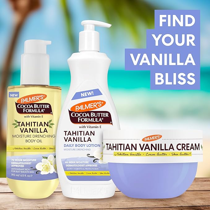 Palmer's Cocoa Butter Formula Body Oil, Moisture Drenching Tahitian Vanilla, 6.5 Oz, 72Hr Hydration with Shea Butter & Vitamin E for Softer Skin, Protects & Soothes Dryness, Dermatologist Approved