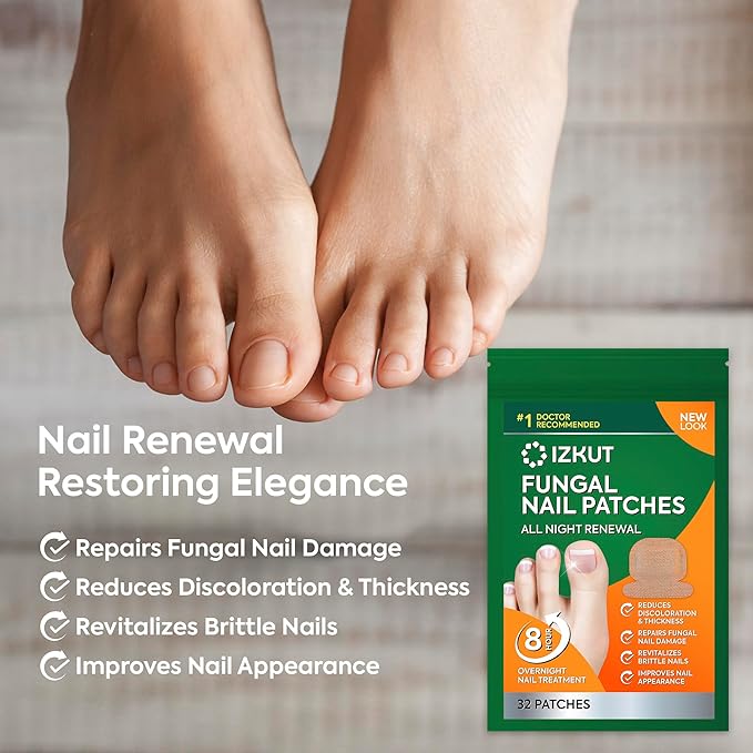Toenail Fungus Treatment Extra Strength: Nail Fungus Treatment Patches for Toenail and Fingernails - 8-Hour Nighttime Renewal with 1% Tolnaftate - 32 Patches