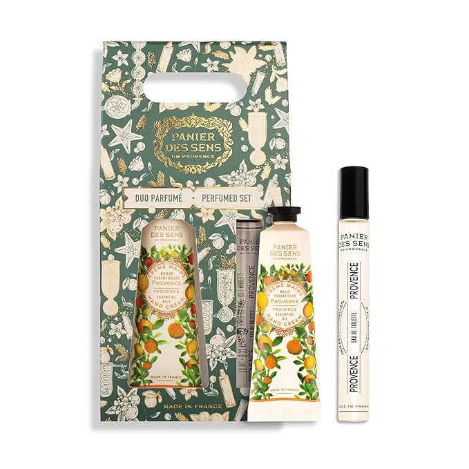 Panier des Sens - Mother’s Day Gift Set - Provence Citrus Hand Cream & Roll-On Eau de Toilette - 95% Natural Ingredients - Vegan - Made in France - Self-Care Gift for Mom - 1.7 Fl Oz + 0.3 Fl Oz