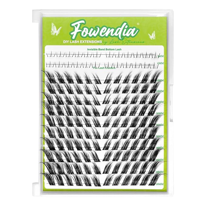 Fowendia Fox Cat Eye Lashes D Curly Lash Clusters 8-18mm Manga DIY Lash Extension 0.3mm Wispy Individual Cluster Eyelash Extensions, Fairy Fox