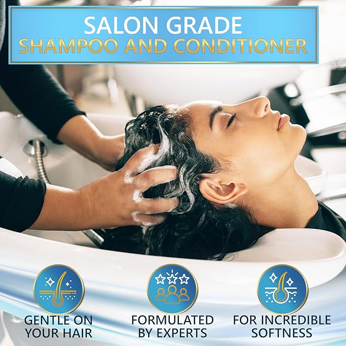 Biotin Shampoo and Conditioner Set with Castor Oil - Sulfate Free Formula to Boost Volume for Thinning Hair - Thickening Ingredients for Men and Women - Volumizing Salon Grade Treatment with Rosemary