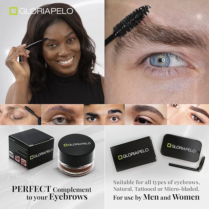 Eyebrow Gel and Brow Soap – Set of 2 Soap Eyebrow Kit with Spoolie and Eyebrow Pomade Dark Brown or Chocolate – Long-Lasting, Waterproof Vegan Formula – Natural Eyebrow Effect