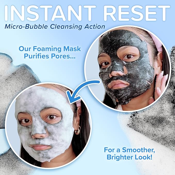 Ebanel 10 Pack Carbonated Bubble Clay Mask, Deep Cleansing Face Mask, Volcanic Ash and Bentonite Clay Masks with Collagen Peptides, Vitamin C, Hyaluronic Acid, Niacinamide