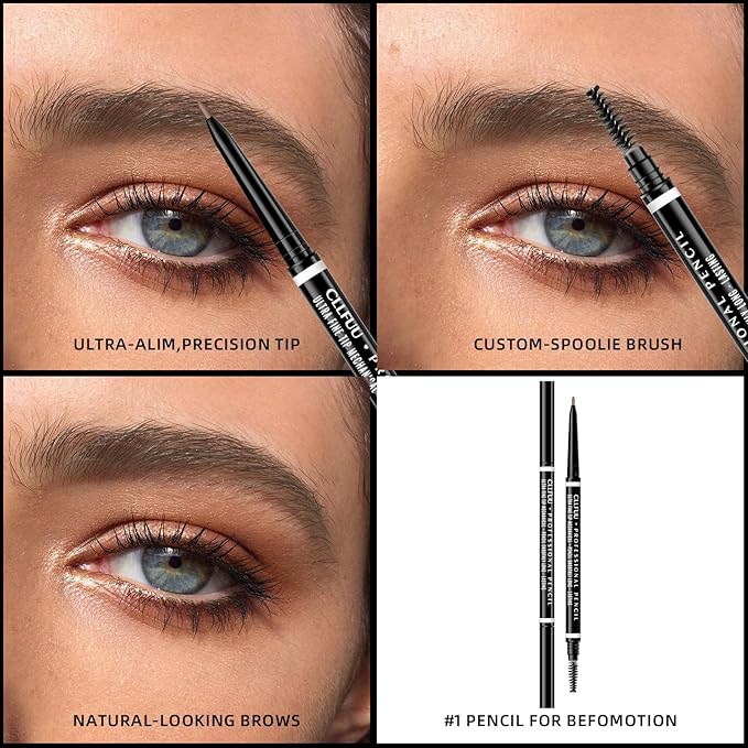 Brow Pencil, 2 Pcs Waterproof Precision Taupe Eyebrow Pencil Defines, Creates Full, Longwearing,Professional,Natural-Looking Micro Eyebrow Pencils for Women, Brow Definer