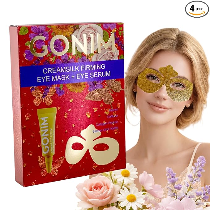 GONIM Eye Patches Collagen Under Eye Patches with Eye Serum, Retinol PDRN Eye Masks for Puffy Eyes and Dark Circles, Anti Aging Cream-Silk Texture Under Eye Mask, Gifts for Women, Hydrating 4 pcs