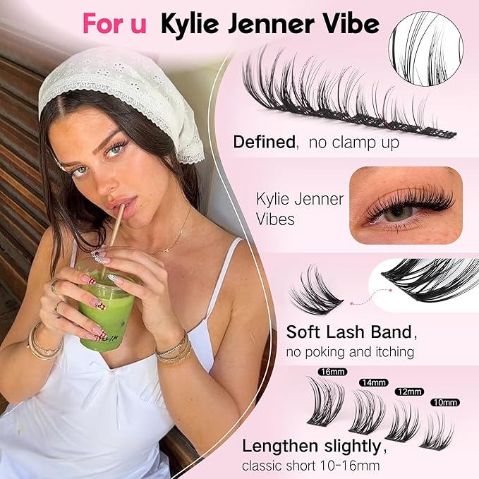 Goddvenus Plush Lash Clusters Natural Wispy Cluster Eyelash Extensions, Fluffy DIY Lash Extension at Home for Natural Look, D Curl Individual Eyelashes