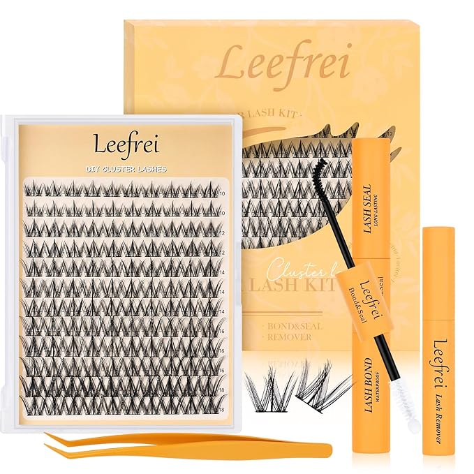 Lash Clusters Kit 120 Clusters 10-18mm Manga Lash Clusters D Curl Clusters Eyelash Extensions Fairy Wispy Eye Lashes Kit With Bond & Seal, Glue Remover, Tweezers (LF07 Lashes Set)