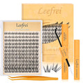 Lash Clusters Kit 120 Clusters 10-18mm Manga Lash Clusters D Curl Clusters Eyelash Extensions Fairy Wispy Eye Lashes Kit With Bond & Seal, Glue Remover, Tweezers (LF07 Lashes Set)