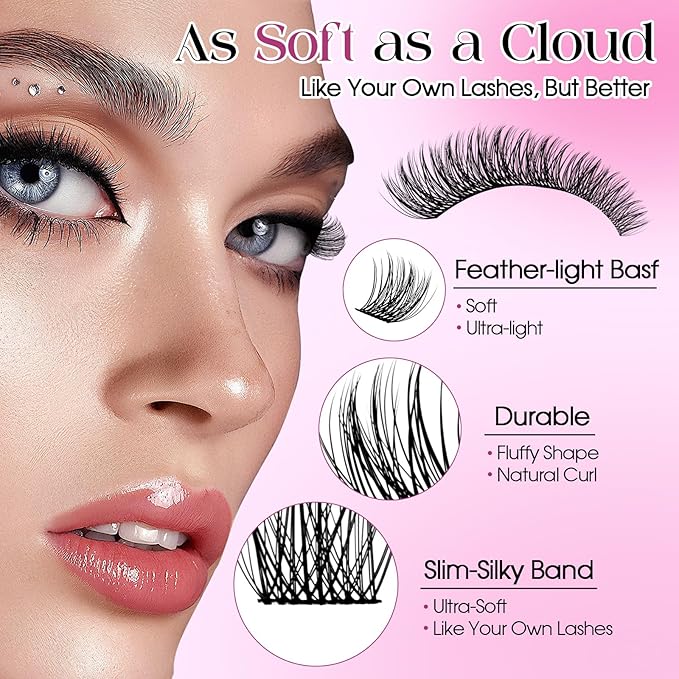 Wispy Lash Clusters Kit Packs: Wendy, 784Pcs, C3, C3, C9, C9, Natural, Volume, Soft, DIY Eyelash, C Curl, 10-18mm Mixed, Individual, Fake Lashes, Bulk Pack