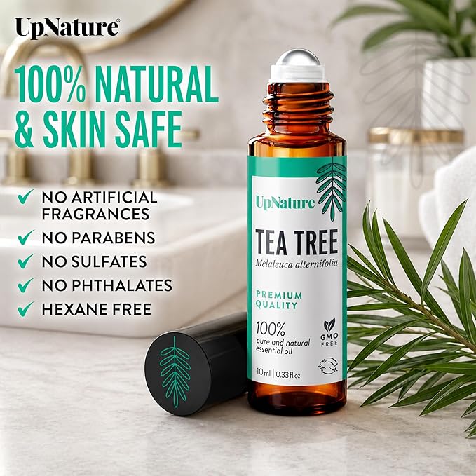 UpNature Tea Tree Essential Oil Roll On - 100% Natural Tea Tree Oil for Skin