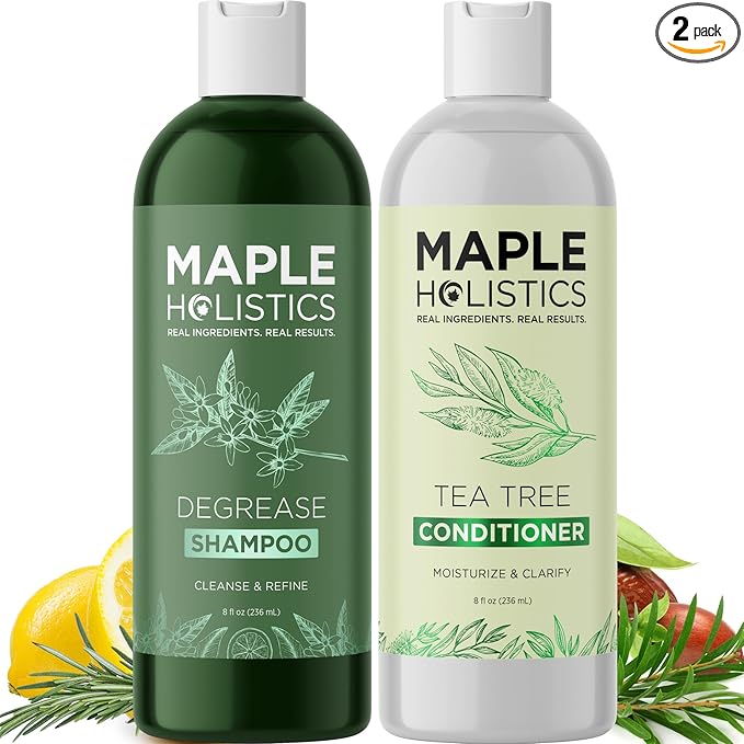 Shampoo and Conditioner for Oily Hair and Scalp - Sulfate and Paraben Free Shampoo and Conditioner Set for Oily Hair Care with Deep Cleansing Tea Tree Oil - Color Safe & Cruelty Free (8 Fl Oz)