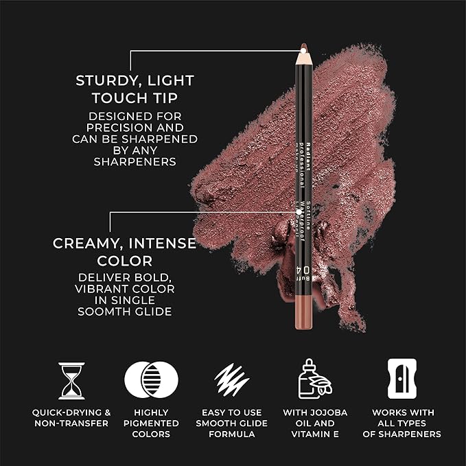 Radiant Professional Waterproof Lip Liner Pencil – Long Lasting, Creamy & Highly Pigmented Lipliner with Vitamin E & Jojoba Oil – Smudge-Proof, Smooth Lip Contour, 1.20 g (03 NATURAL)