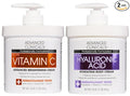 Advanced Clinicals Hyaluronic Acid Moisturzier + Brightening Vitamin C Cream 2pc Skincare Set For Women & Men | Face Moisturizer & Body Cream Helps Improve Look Of Crepey Skin & Uneven Skin Tone, 2pc