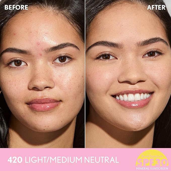 COVERGIRL Clean Fresh Blurring Skin Tint with SPF 30, 420 Light/Medium Neutral, Liquid Foundation, Soft Matte Finish, Smooths, Brightens, Blurs Pores, Mineral Sunscreen, Vegan Formula