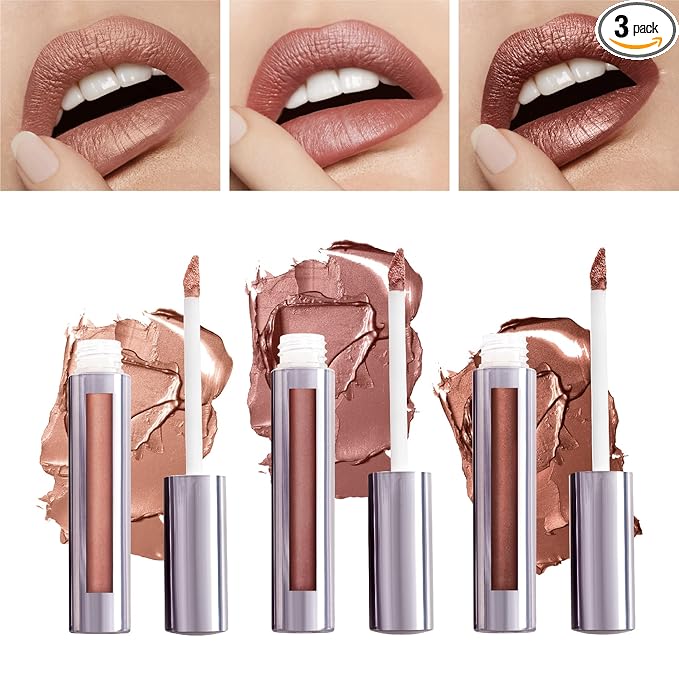 Runway Rogue Silk Glam Liquid Lipstick Lip Trio, Long Wear Frosted Liquid Lipstick Pack, (‘Couture’, ‘Sex Symbol’, ‘Film Noir’)