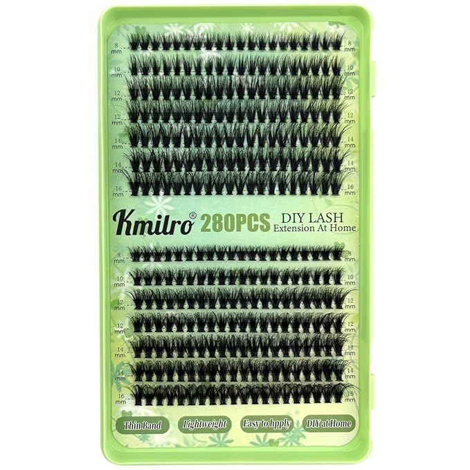 Wispy Lash Clusters 8-16mm Cluster Eyelash Extension 30D+40D Volume Eyelash Clusters 280pcs Super Soft Individual Lashes Plant Fibres False Eyelashes DIY Lash Extension