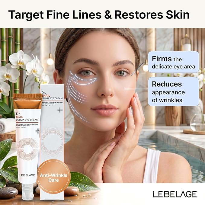 LEBELAGE Dr. Snail Derma Eye Cream 1.35 fl oz | Lightweight Eye Moisturizer with Snail Filtrate | Fast-Absorbing Daily Under Eye Cream for Smooth, Hydrated Skin Feel | Korean Skincare Routine