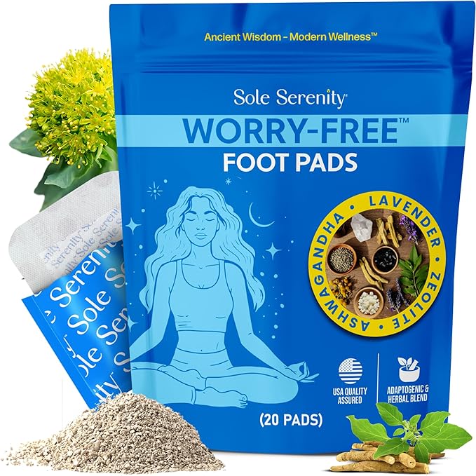 Sole Serenity Worry-Free Overnight Foot Pads for Relaxation with Zeolite, Magnesium, & Holy Basil - 20 Pack