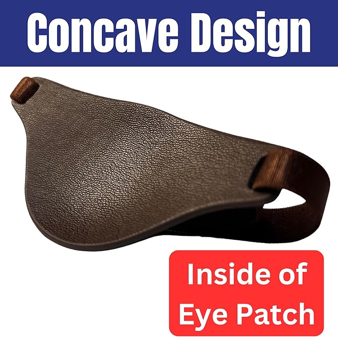 Brown Leather Eye Patch with Adjustable Band and Concave Design - Comfortable Medical Eye Patch for Left or Right Eye