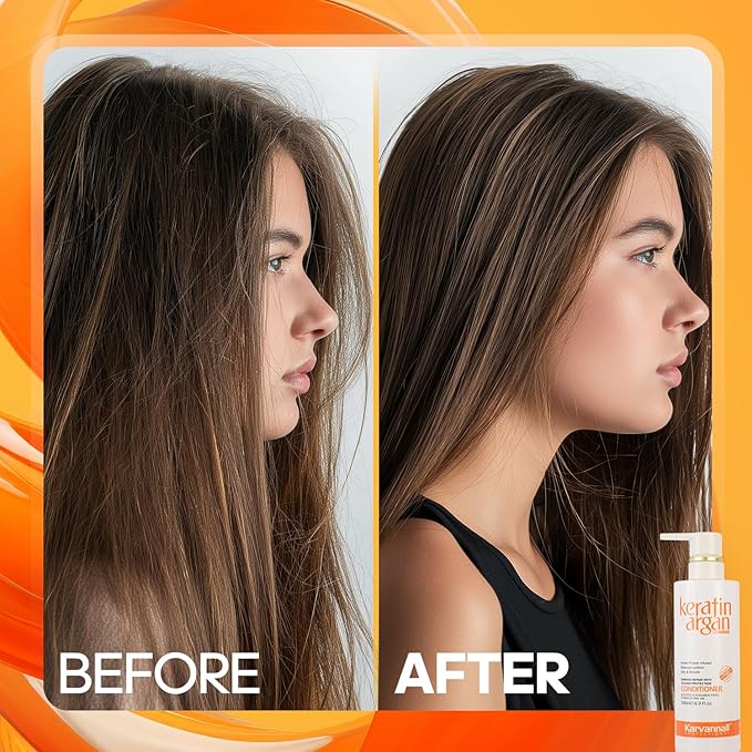 Keratin Argan Damage Repair Smoothing Hair Conditioner 16.9 Fl Oz, Anti-Hair loss, Color Protection, Anti-Thinning Conditioner, Sulfate and Paraben-Free, For All Hair Types, 500ml
