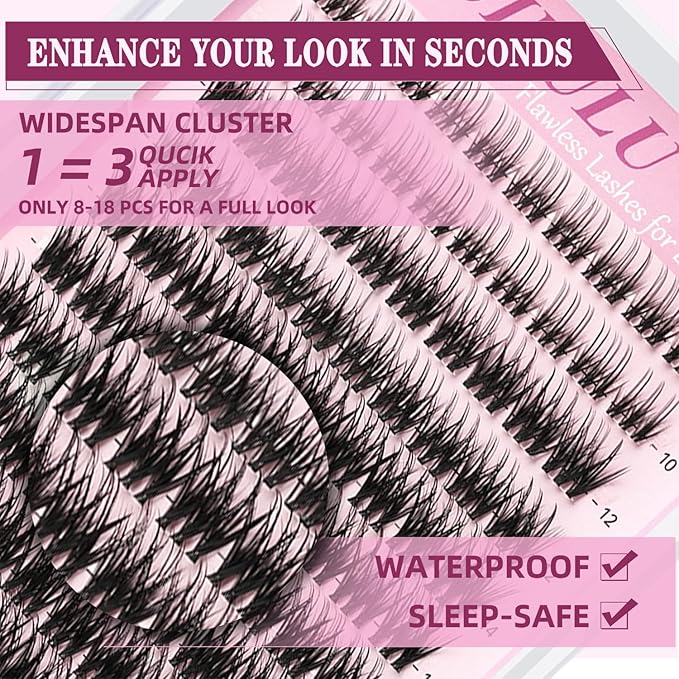 Lash Clusters 10-18mm Mix D Curl DIY Extension Eye Natural Lashes False Wispy EyeLash Cluster (U20 Lashes Only)