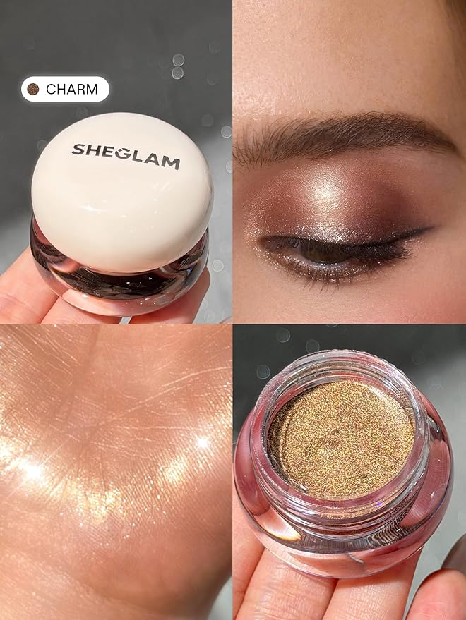 SHEGLAM Starstruck Cream Eyeshadow Pot High Pigment Long-lasting Shimmer Single Eyeshadow-Charm