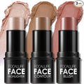 FOCALLURE 3 Pcs Cream Contour Sticks,Shades with Highlighter & Bronzer & Blush,Non-greasy Long-wear Face Contouring Pen,Easy to Sculpt the Face and Create a Lightweight Finishing Makeup,MEDIUM