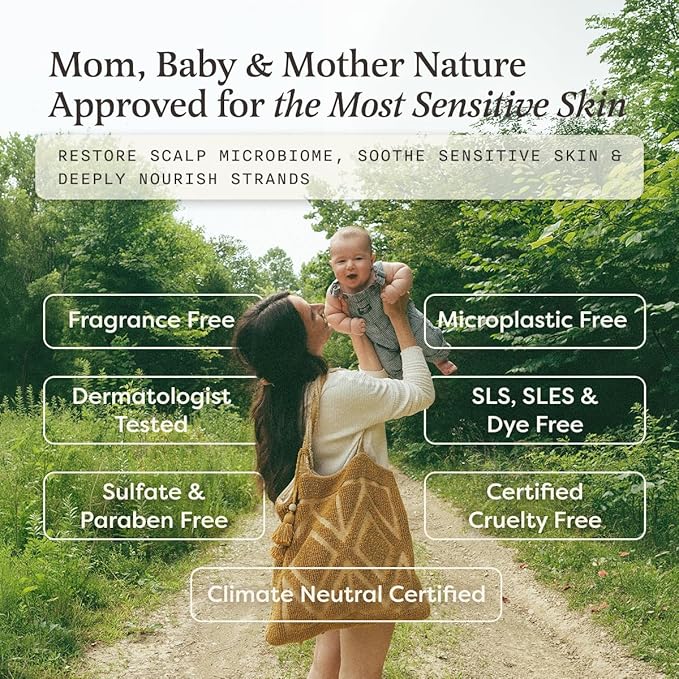The Earthling Co. Gentle Fragrance-Free Shampoo for Sensitive Scalp & Sensitive Skin - SLS, Sulfate, Silicone, Paraben Free - Made in USA (Unscented Shampoo, 3oz)