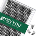 KEYYOU Lash Clusters 300pcs Individual Lashes, 40D 0.07C Curl 16mm DIY Eyelash Extension, Soft & Natural Volume Cluster Lashes with Large Tray