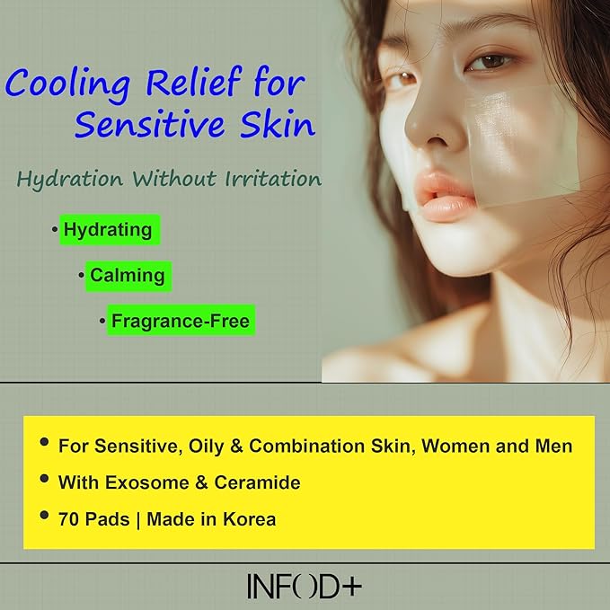 INFODPLUS Vitamin Hydrogel Toner Pads for Face, Pore Minimizing, Dark Spots, Oil Control, Calming, Hydrating with Ceramide and Exosome, Daily Exfoliating for Sensitive Skin, Korean Skincare 70 Counts