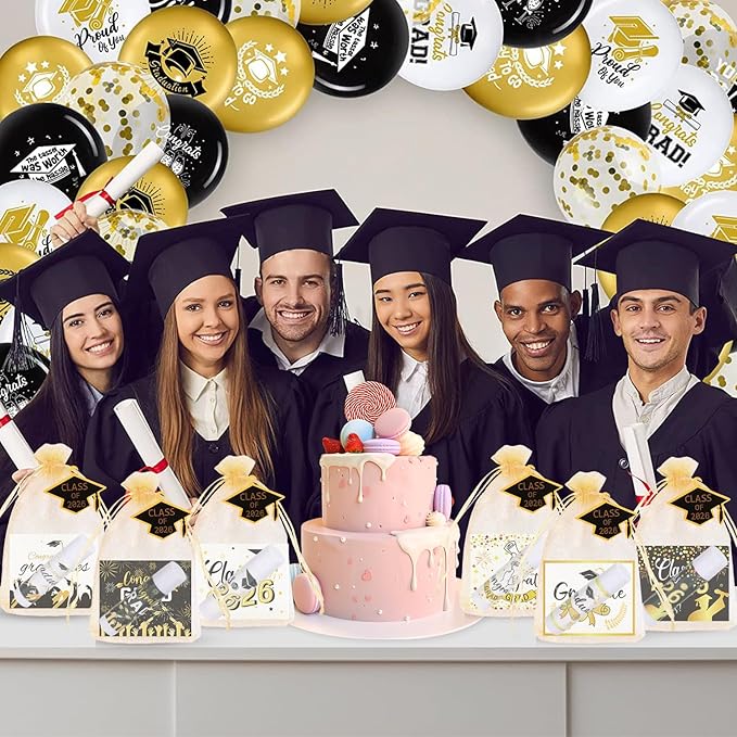 50 Set 2026 Graduation Gift Bulk Lip Balms Class of Graduation Party Favors with 6 Assorted Flavors Inspirational Graduation Gifts with 50 Organza Bags and Cards for Students Graduation Party