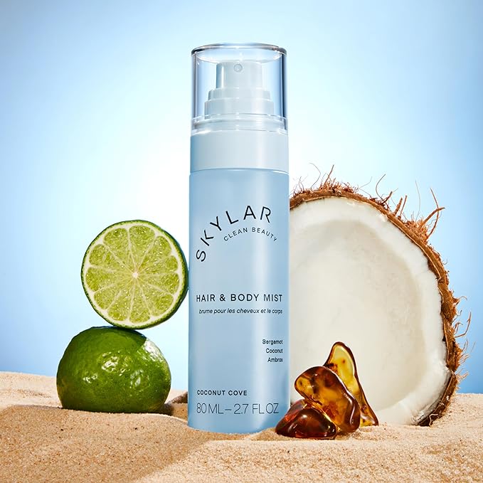 Skylar Coconut Cove Hair & Body Mist | Hypoallergenic & Clean Fragrance | Vegan, Cruelty Free, and Safe For Sensitive Skin | 80 ML, 2.7 Fl Oz